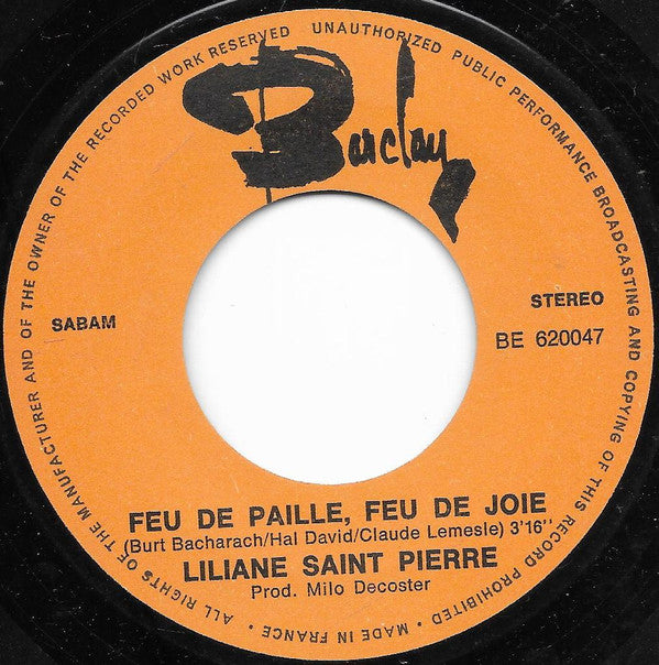 Liliane Saint-Pierre -Feu De Paille, Feu De Joie