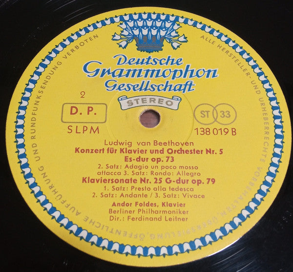 Ludwig van Beethoven / Andor Foldes , Piano ‧ Berliner Philharmoniker ‧ Dirigent: Ferdinand Leitner -Klavierkonzert Nr. 5 Es-Dur, Op. 73 ‧ Klaviersonate Nr. 25 G-dur Op. 79