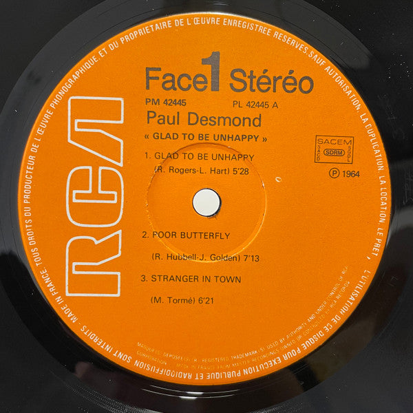 Paul Desmond -Glad To Be Unhappy