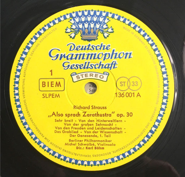 R. Strauss* - Berliner Philharmoniker, Karl Böhm - Also Sprach Zarathustra, Op. 30