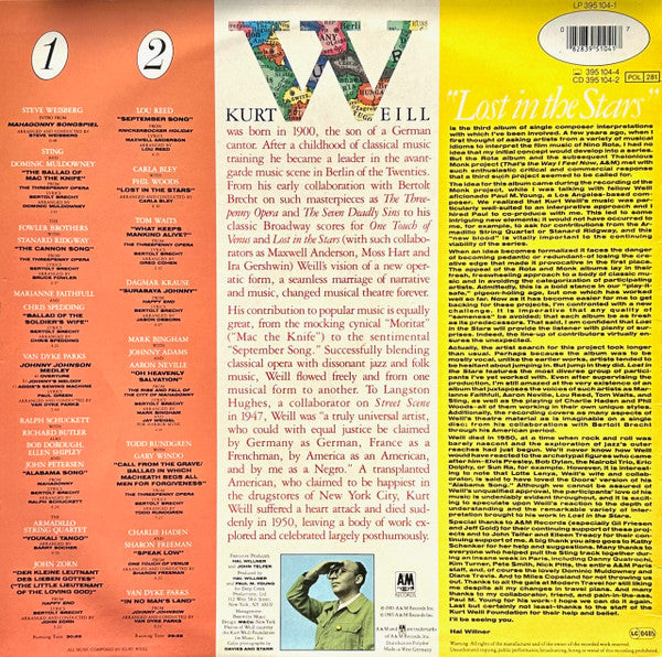 Various -Lost In The Stars (The Music Of Kurt Weill)