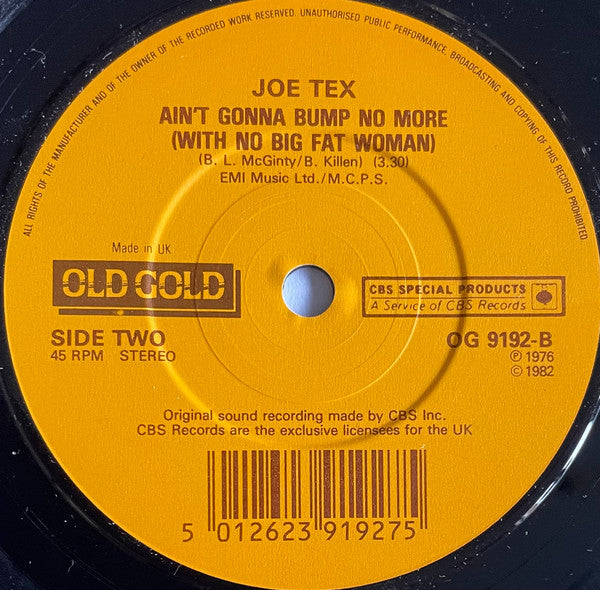 Wild Cherry / Joe Tex -Play That Funky Music / Ain't Gonna Bump No More (With No Big Fat Woman)