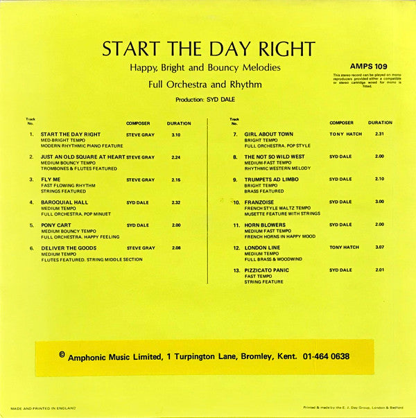 Steve Gray / Syd Dale / Tony Hatch -Start The Day Right
