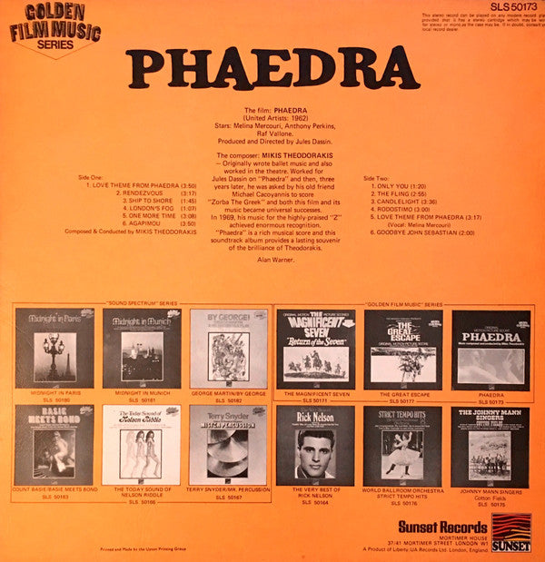 Mikis Theodorakis -Original Motion Picture Soundtrack - Phaedra