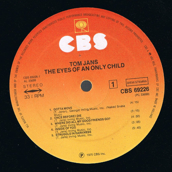 Tom Jans -The Eyes Of An Only Child