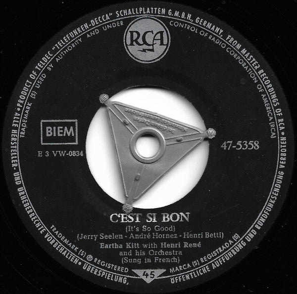 Eartha Kitt With Henri René And His Orchestra -C'est Si Bon / African Lullaby