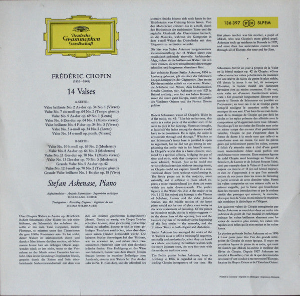 Chopin* — Stefan Askenase - 14 Valses