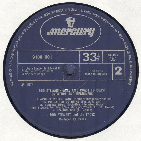 Rod Stewart / Faces (3) -Live Coast To Coast  - Overture And Beginners