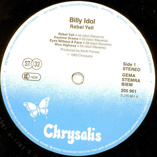 Billy Idol -Rebel Yell