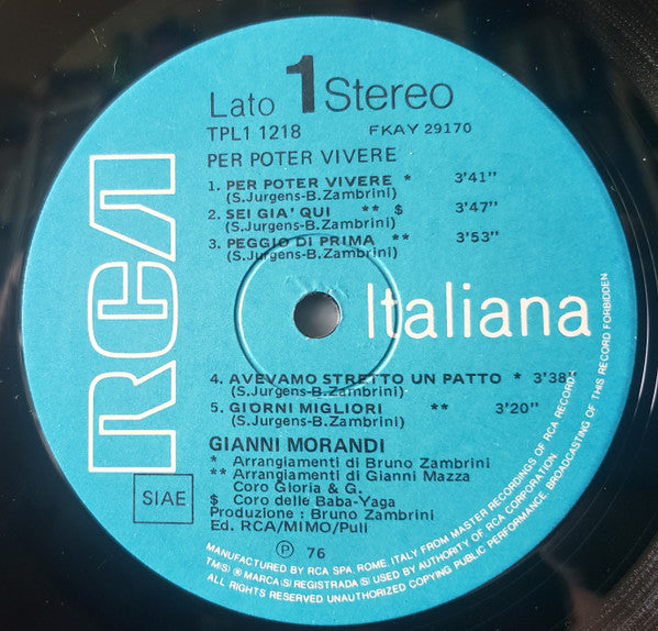 Gianni Morandi -Per Poter Vivere