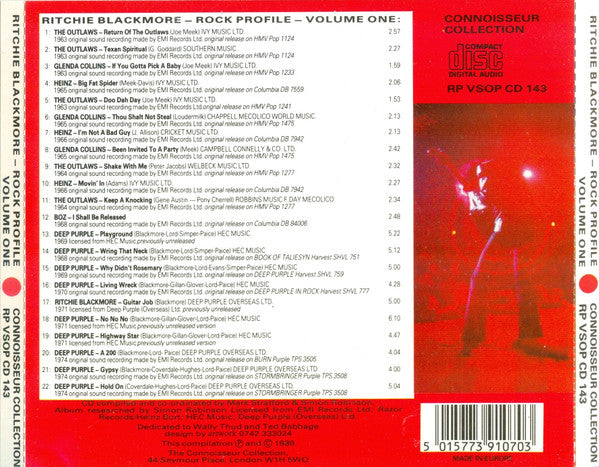 Ritchie Blackmore -Connoisseur Rock Profile Collection Volume One