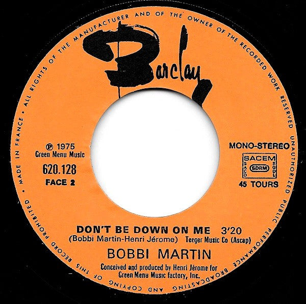 Bobbi Martin -Man Was Made To Love Woman / Don't Be Down On Me