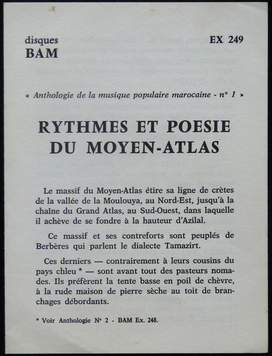 Various / Jean Mazel - Rythmes Et Poésie Du Moyen-Atlas