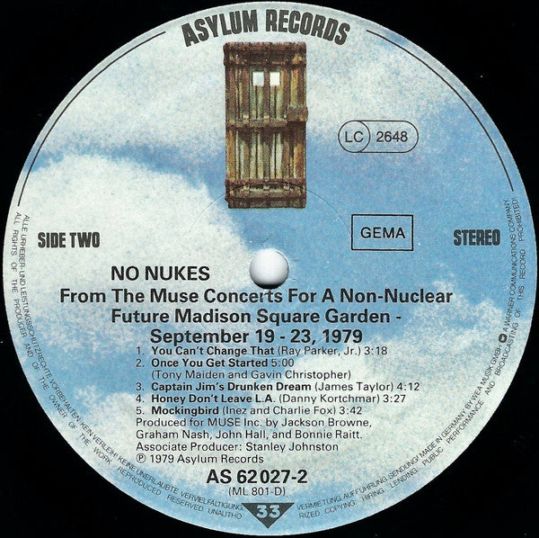 Various -No Nukes - From The Muse Concerts For A Non-Nuclear Future - Madison Square Garden - September 19-23, 1979
