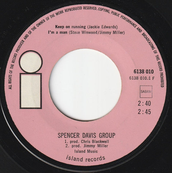 The Spencer Davis Group -Keep On Running  / I'm A Man / Gimme Some Lovin' / When I Come Home