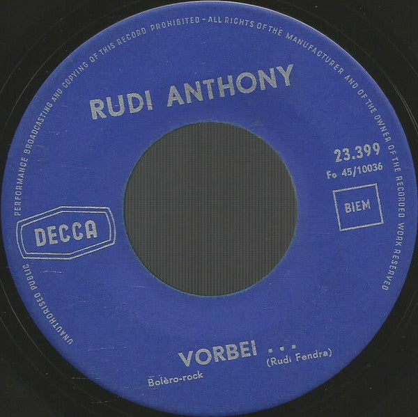 Rudi Anthony -Abschied Im Regen / Vorbei...