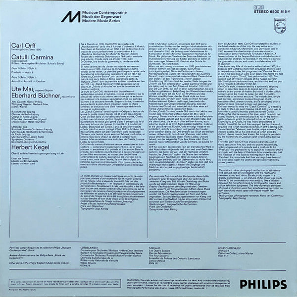 Carl Orff, Rundfunkchor* Und Rundfunk-Sinfonie-Orchester Leipzig, Herbert Kegel - Catulli Carmina