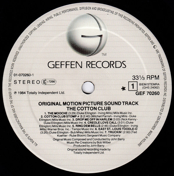 John Barry -The Cotton Club (Original Motion Picture Sound Track)
