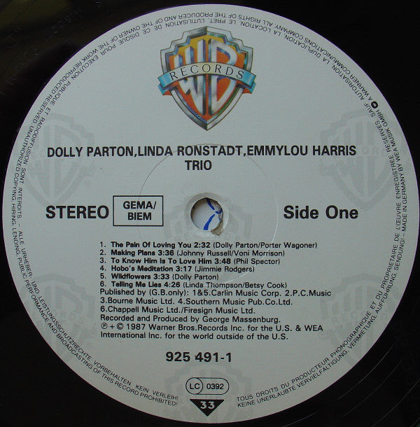 Dolly Parton, Linda Ronstadt, Emmylou Harris -Trio