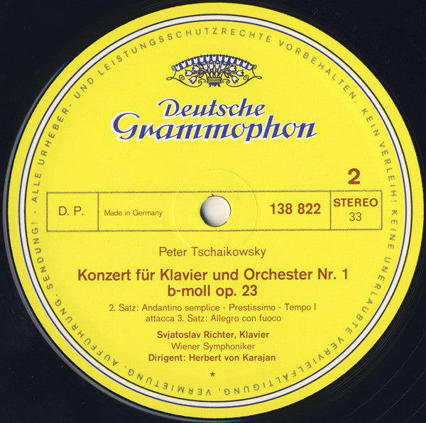 Tschaikowsky* - Svjatoslav Richter* · Herbert von Karajan · Wiener Symphoniker -Klavierkonzert Nr.1 B-moll · Piano Concerto No. 1 In B Flat Minor
