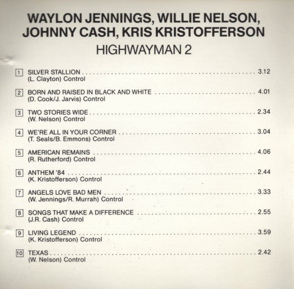 Waylon Jennings / Willie Nelson / Johnny Cash / Kris Kristofferson -Highwayman 2