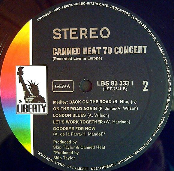 Canned Heat -'70 Concert: Recorded Live In Europe