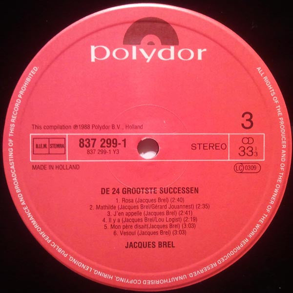 Jacques Brel -De 24 Grootste Successen