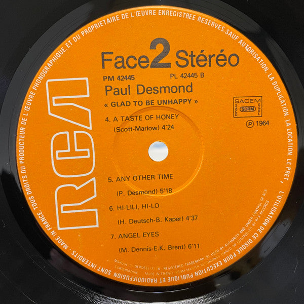 Paul Desmond -Glad To Be Unhappy