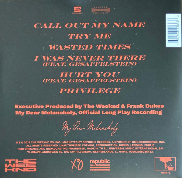 The Weeknd -My Dear Melancholy,