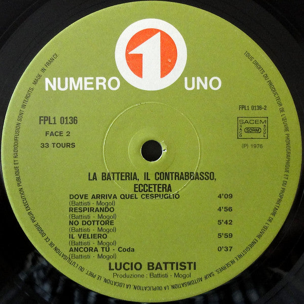 Lucio Battisti -Lucio Battisti, La Batteria, Il Contrabbasso, Eccetera