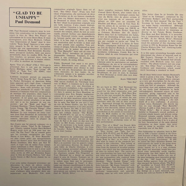 Paul Desmond -Glad To Be Unhappy