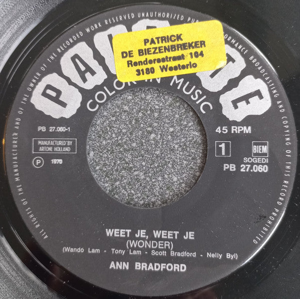 Ann Bradford -Weet Je, Weet Je / Zou Dit Een Einde Zijn ?