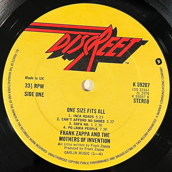 Frank Zappa And The Mothers Of Invention* -One Size Fits All