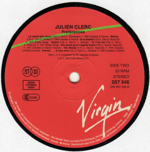 Julien Clerc -Préférences