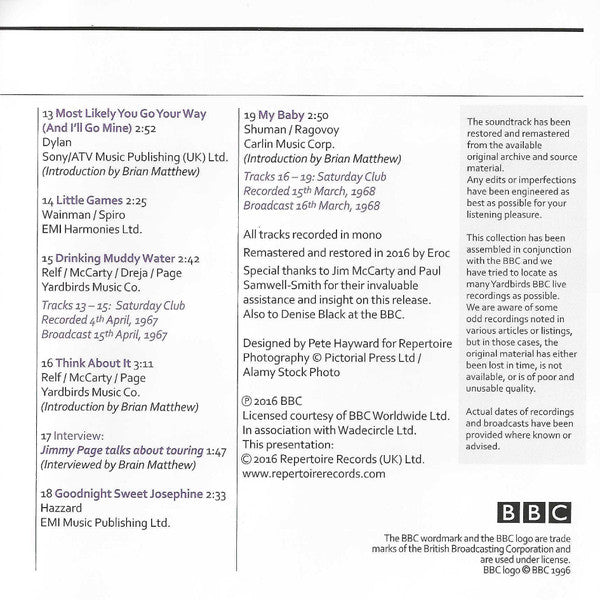 The Yardbirds -Live At The BBC