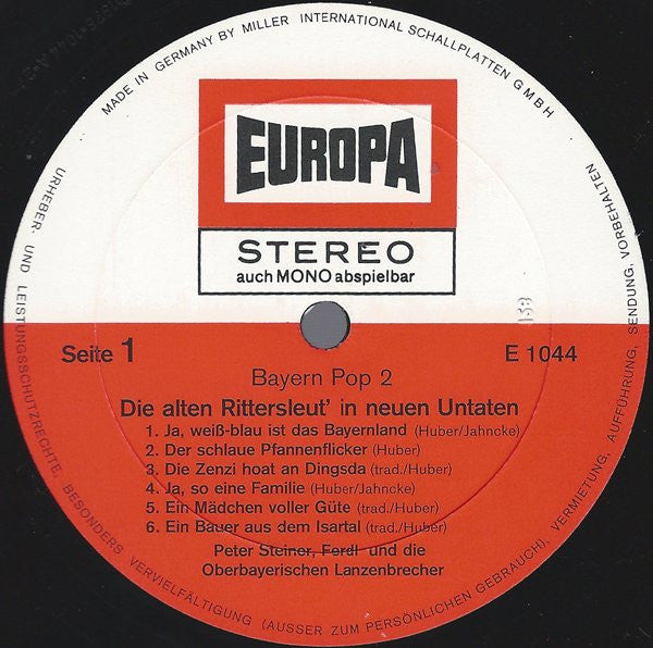 Peter Steiner, Ferdl Und Die Oberbayerischen Lanzenbrecher* -Bayern Pop 2: Die Alten Rittersleut' In Neuen Untaten