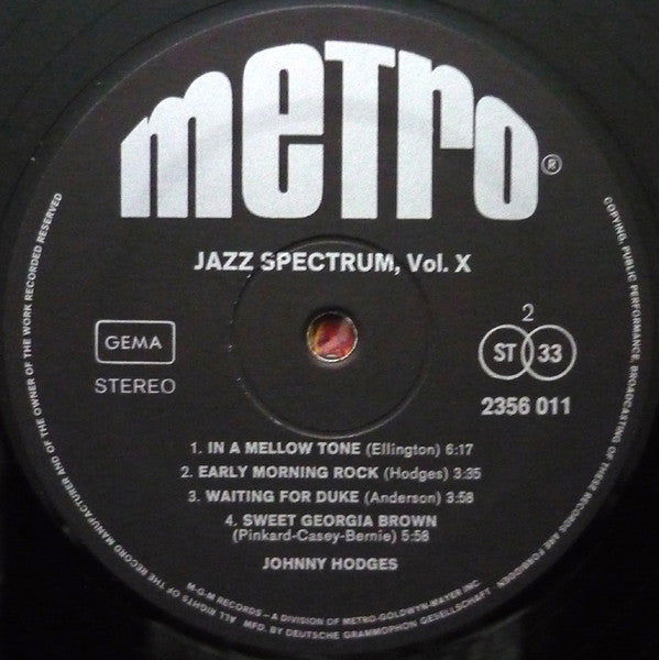 Johnny Hodges -Jazz Spectrum Vol. 10