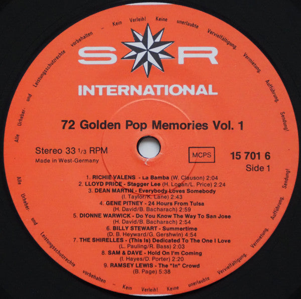Various -72 Golden Pop Memories