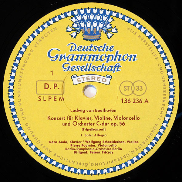 Ludwig van Beethoven, Géza Anda ‧ Wolfgang Schneiderhan ‧ Pierre Fournier, Radio-Symphonie-Orchester Berlin ‧ Ferenc Fricsay -Tripelkonzert = Triple Concerto