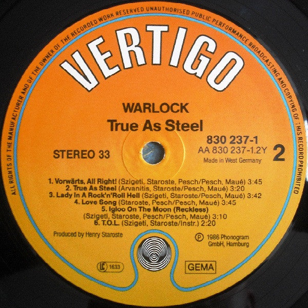 Warlock (2) -True As Steel