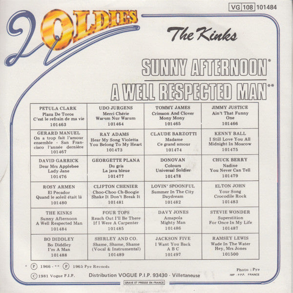 The Kinks - Sunny Afternoon / A Well Respected Man