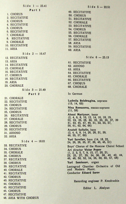 J.S. Bach* - Johannes-Passion, BWV 245