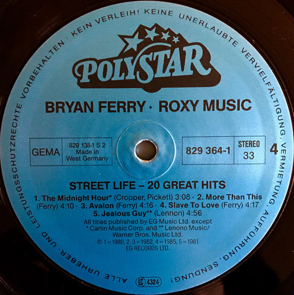 Roxy Music / Bryan Ferry -Street Life - 20 Great Hits