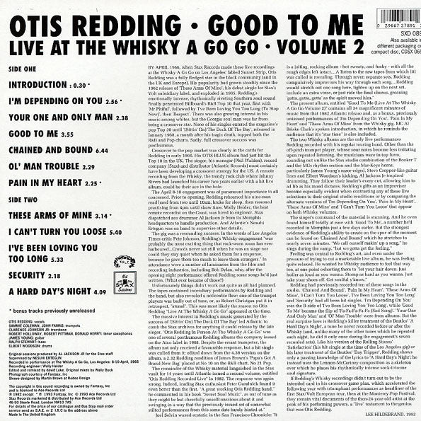 Otis Redding -Good To Me - Live At The Whisky A Go Go - Volume 2