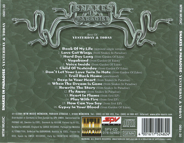 Snakes In Paradise -Yesterday & Today