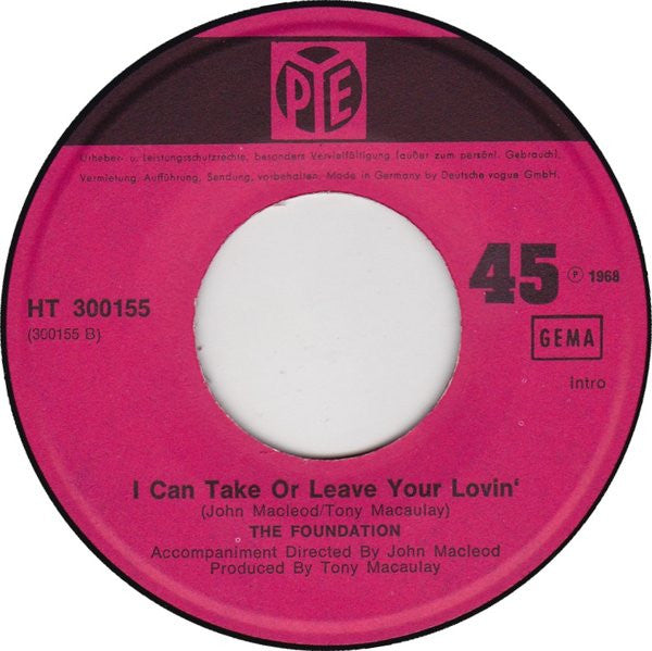 The Foundation* -Back On My Feet Again / I Can Take Or Leave Your Loving