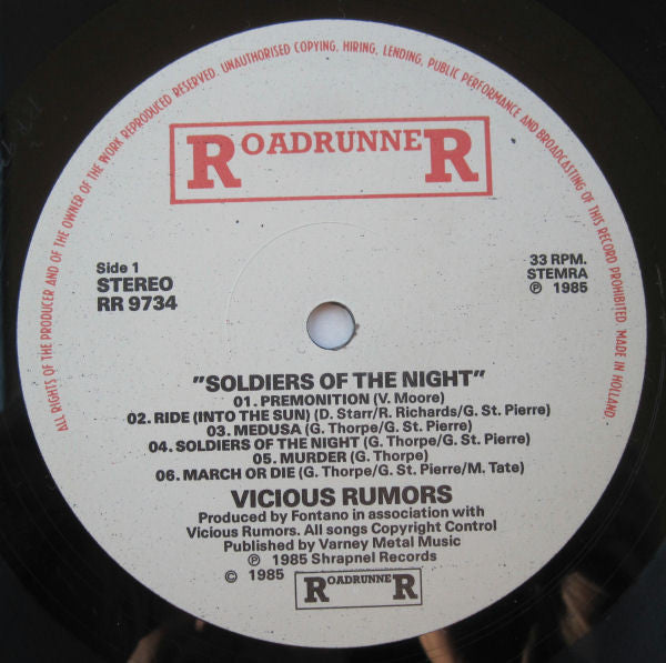 Vicious Rumors -Soldiers Of The Night