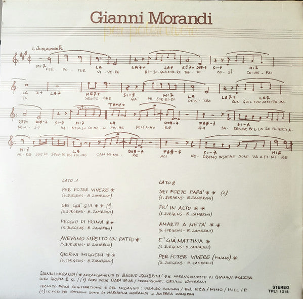Gianni Morandi -Per Poter Vivere