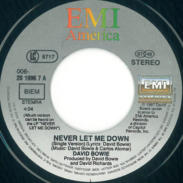 David Bowie - Never Let Me Down (Single Version)