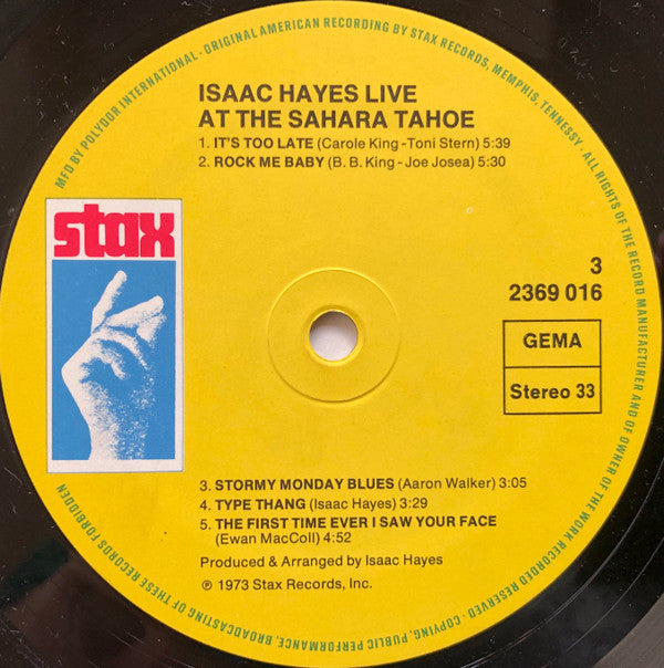 Isaac Hayes -Live At The Sahara Tahoe
